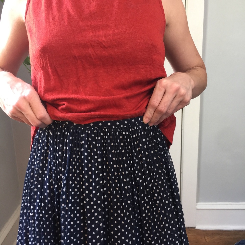 Madewell Navy Silk Polka Dot Pleated Mini Skirt - Picture 4 of 8